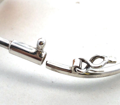 Vintage 925 Sterling Silver Trillion Amber Cabochon Hinged Vine Cuff Bracelet