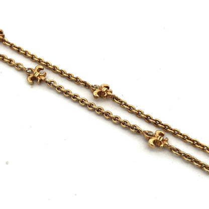 925 Sterling Silver Gold Vermeil Round Diamond Fleur De Lis Necklace