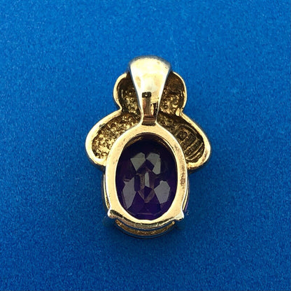 Designer 925 Two Tone Sterling Silver Purple Sapphire Diamond Accent Pendant