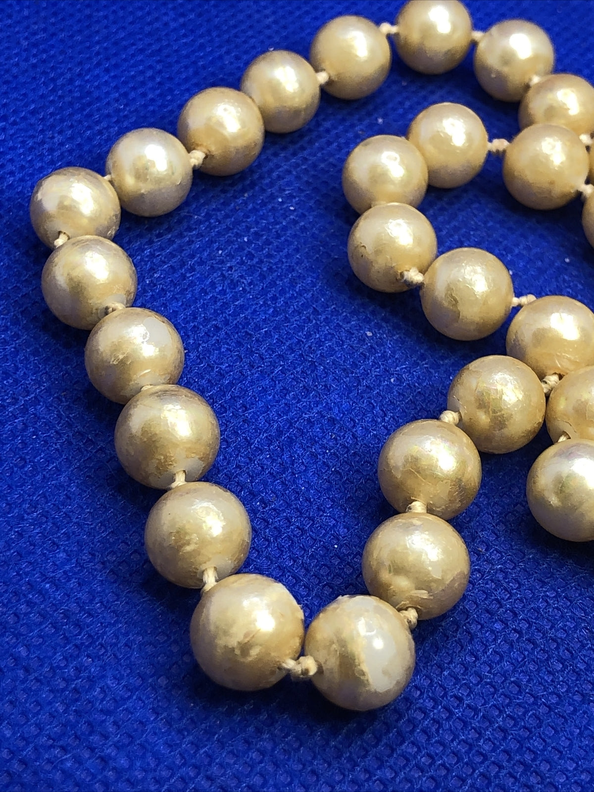 Castlecliff Gold Tone Faux Pearl Rhinestone Heart Clasp Hand Knotted Necklace