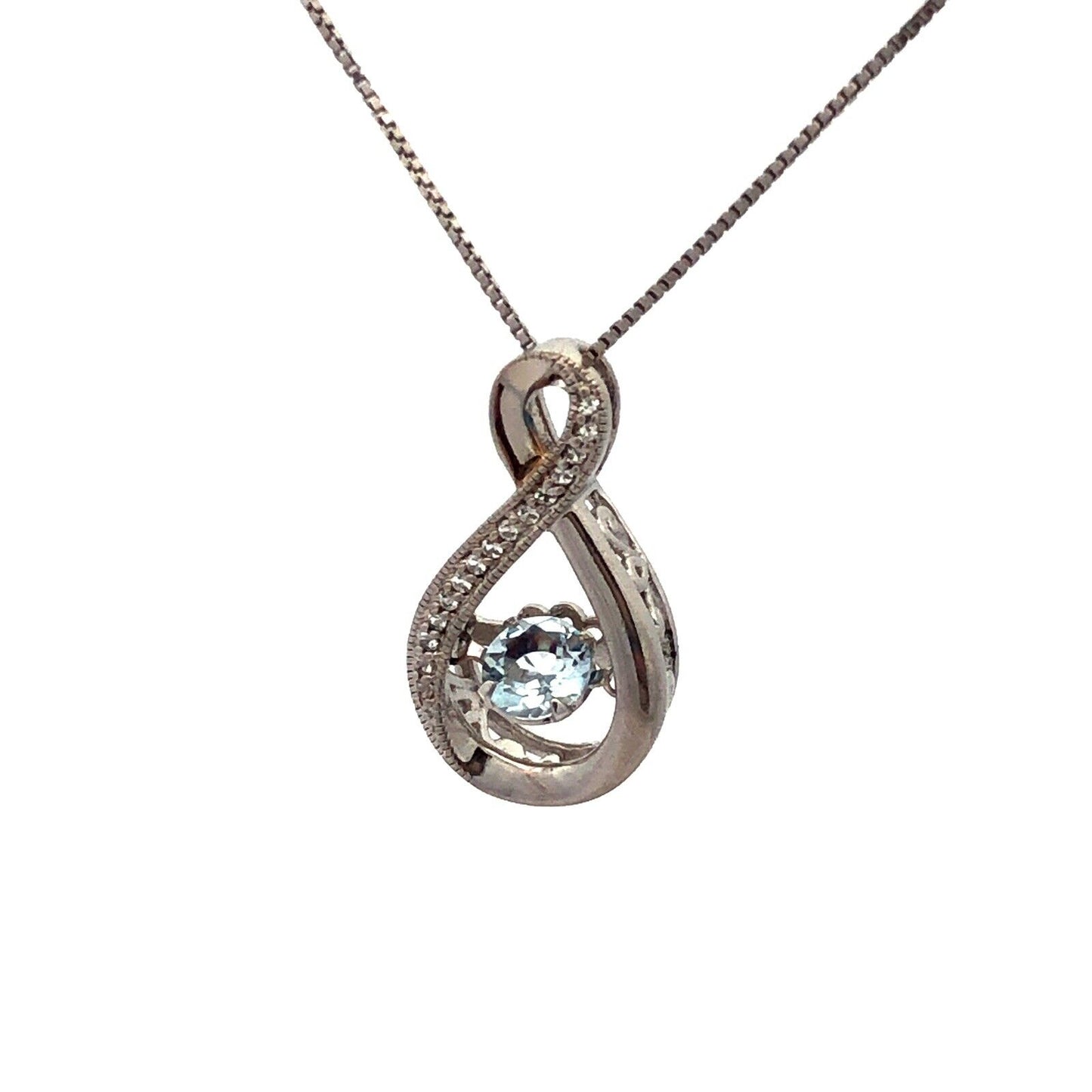 Designer 925 Sterling Silver Diamond and Blue Tourmaline Pendant Necklace