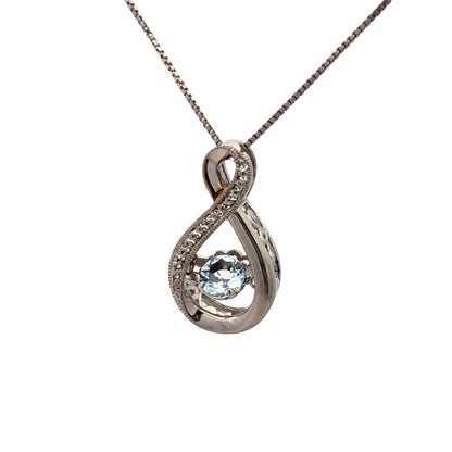 Designer 925 Sterling Silver Diamond and Blue Tourmaline Pendant Necklace