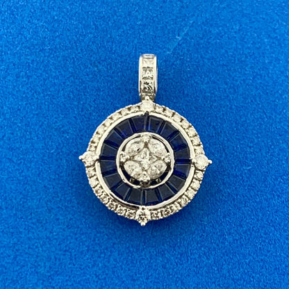 14K White Gold Diamond Sapphire Anniversary Infinity Eternity Pendant