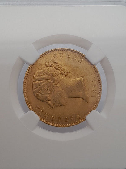1841  C British India Mohur S & W-3.7 Type A/1 "W.W." Plain 4 NGC MS61 Gold Coin