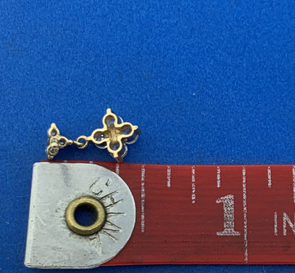 Designer 14K Yellow Gold Cubic Zirconia Petite Flower Dangle Drop Stud Earrings