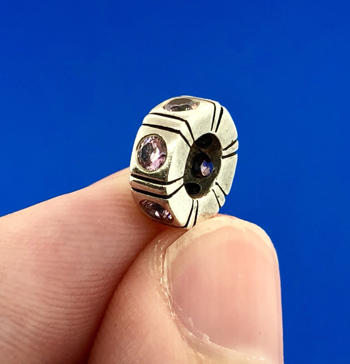 Authentic Pandora Sterling Silver 925 Pink CZ Trinity Spacer Charm #790368PCZ RT