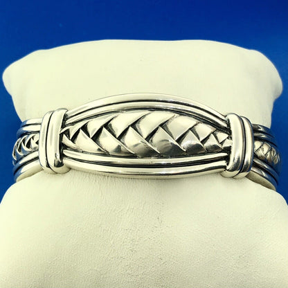 Designer Scott Kay 925 Sterling Silver Basket Weave Knot Statement Cuff Bracelet