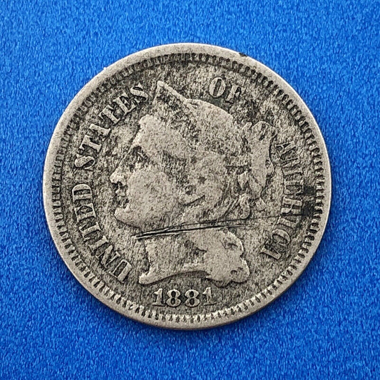 1881 P Nickel Three Cent Piece 3c Better Key Rare Scarce Philadelphia Coin