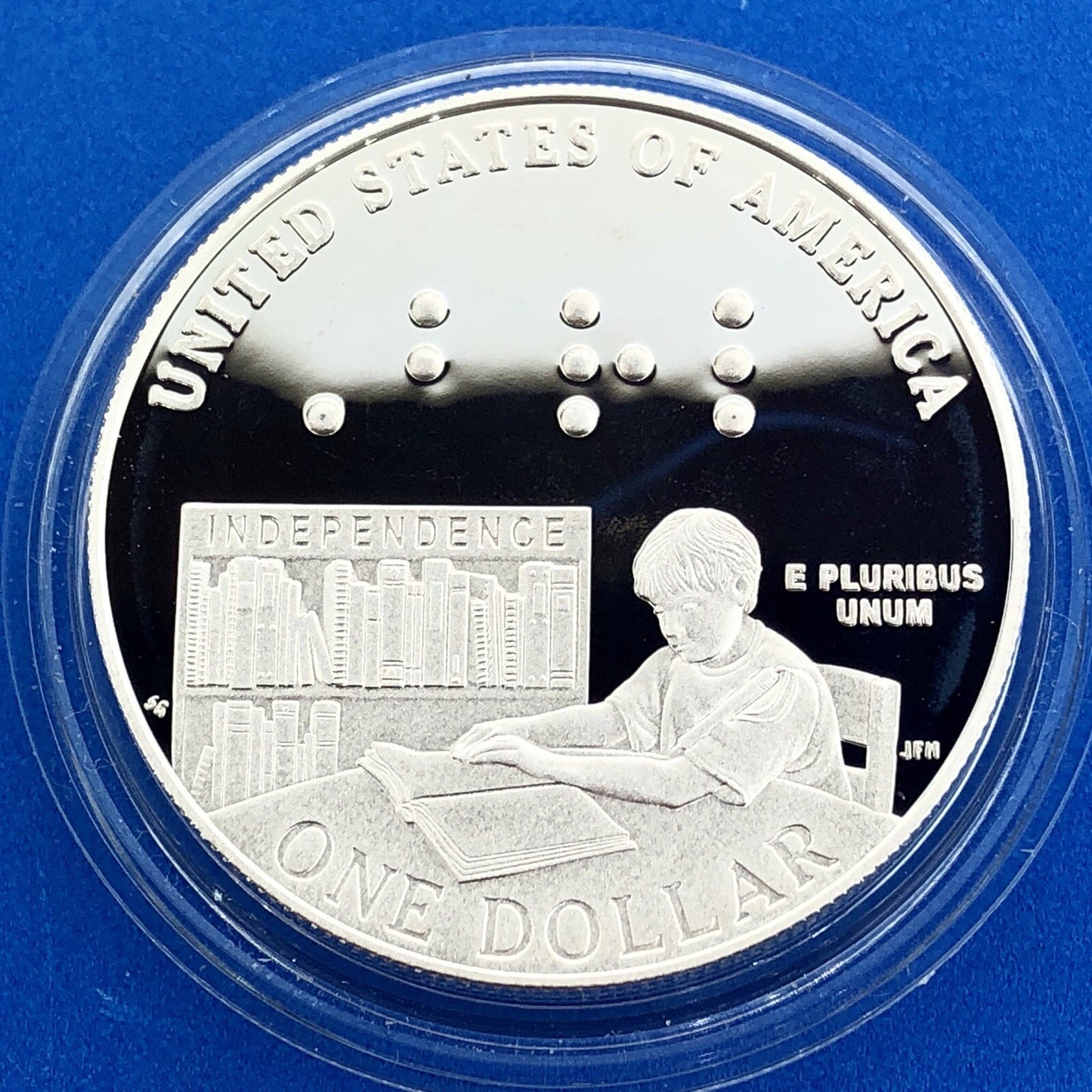 2009 P Louis Braille Bicentennial Commemorative Proof Silver Dollar $1 OMP/COA