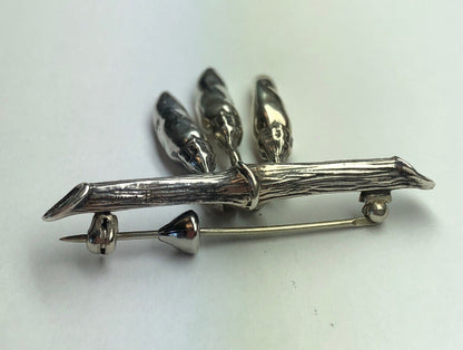 Vintage Mignon Faget Sterling Silver Bamboo Chili Peppers Charm Pin Brooch Rare