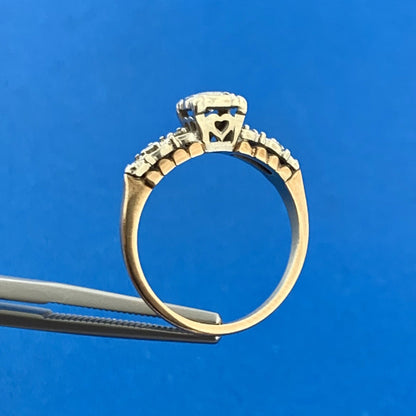 Charming Art Deco Art Nouveau 13K Yellow White Gold Diamond Engagement Ring