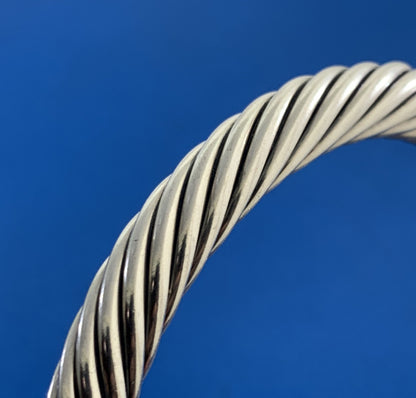 David Yurman Sterling Silver 14K Gold Pearl Cable Classics 7 mm Cuff Bracelet