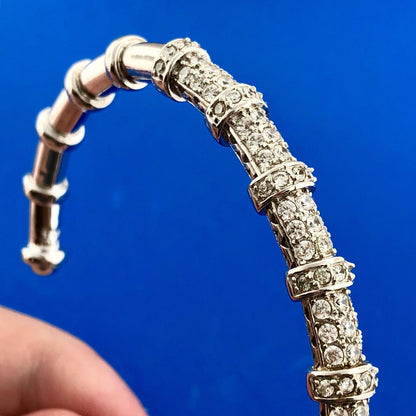 Joe Esposito ESPO Sterling Silver 925 Cubic Zirconia CZ Flexible Cuff Bracelet