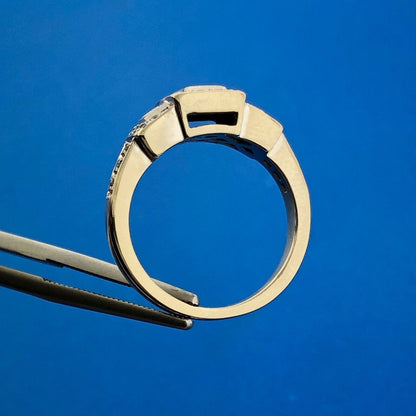 Gorgeous 14k White Gold Princess Cut Diamond Round Accent Leveled Ring Size 5.5