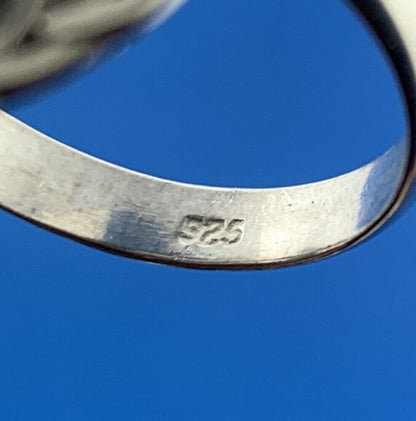 925 Sterling Silver Green Black  African Turquoise Statement Dome Ring