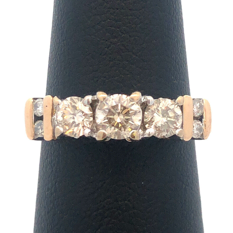 Gorgeous 14k White Gold Round Cut Diamond Raised Crown Band Ring Size 5.25