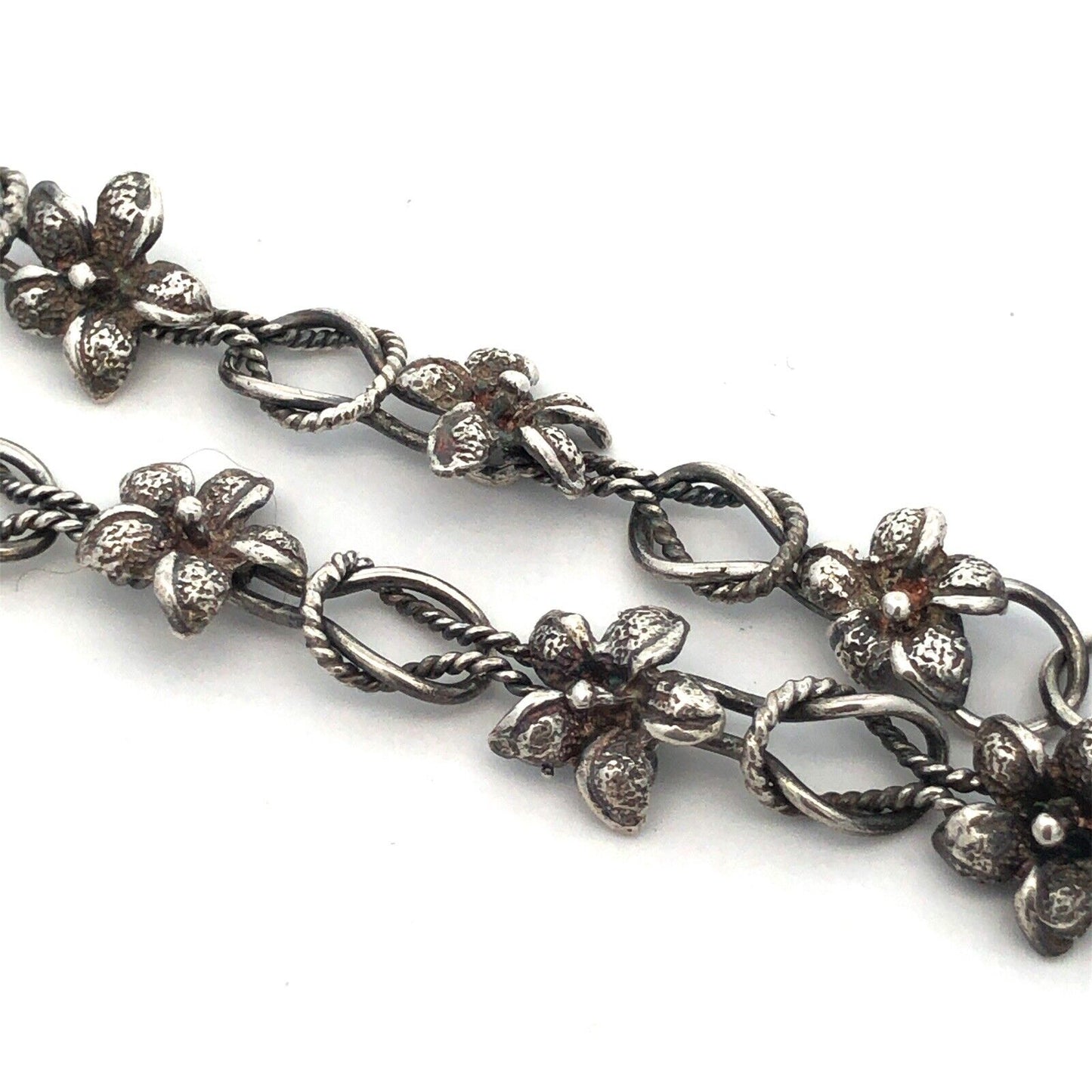Vintage 925 Sterling Silver Plumeria Flower Floral Hawaiian Tropical Bracelet