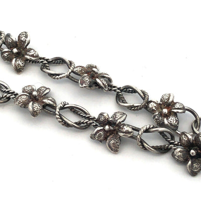 Vintage 925 Sterling Silver Plumeria Flower Floral Hawaiian Tropical Bracelet