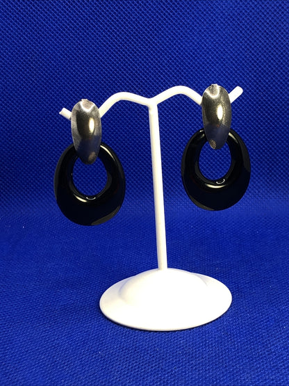 1980's Interchangeable Lucite Mixed Colors Oval Earrings and Matching Rings Lot