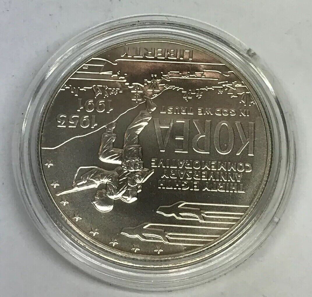 1991 D Korean War Memorial Commemorative BU Silver Dollar OMP/COA