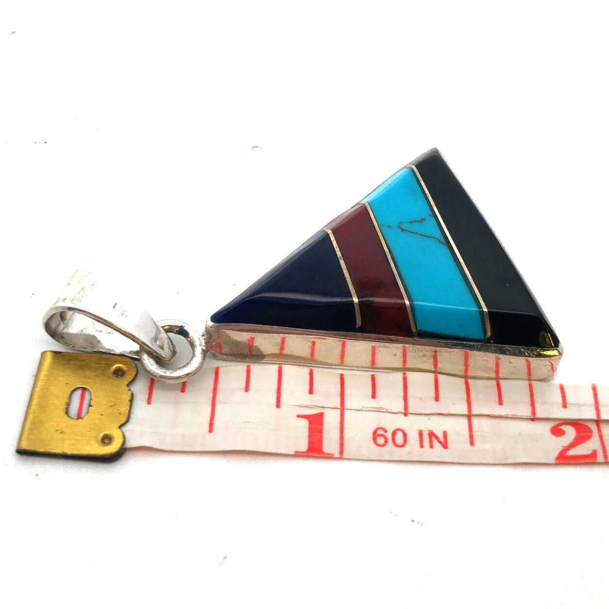 Designer Mexico 925 Sterling Silver Lapis Lazuli Jasper Turquoise Onyx Pendant