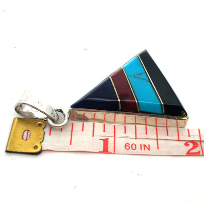 Designer Mexico 925 Sterling Silver Lapis Lazuli Jasper Turquoise Onyx Pendant