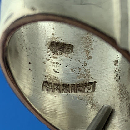 Vintage Taxco 925 Sterling Silver Textured Diamond Cut Statement Finger Ring