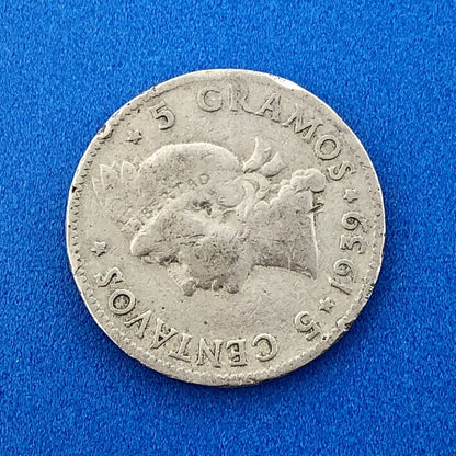 1939 Dominican Republic 5 Centavos 5 Grammos Tough Key Date Low Mintage Coin