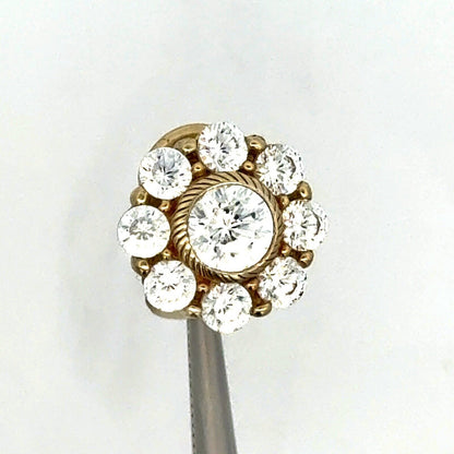 Judith Ripka 925 Sterling Silver Vermeil Cubic Zirconia Floral Cluster Earrings