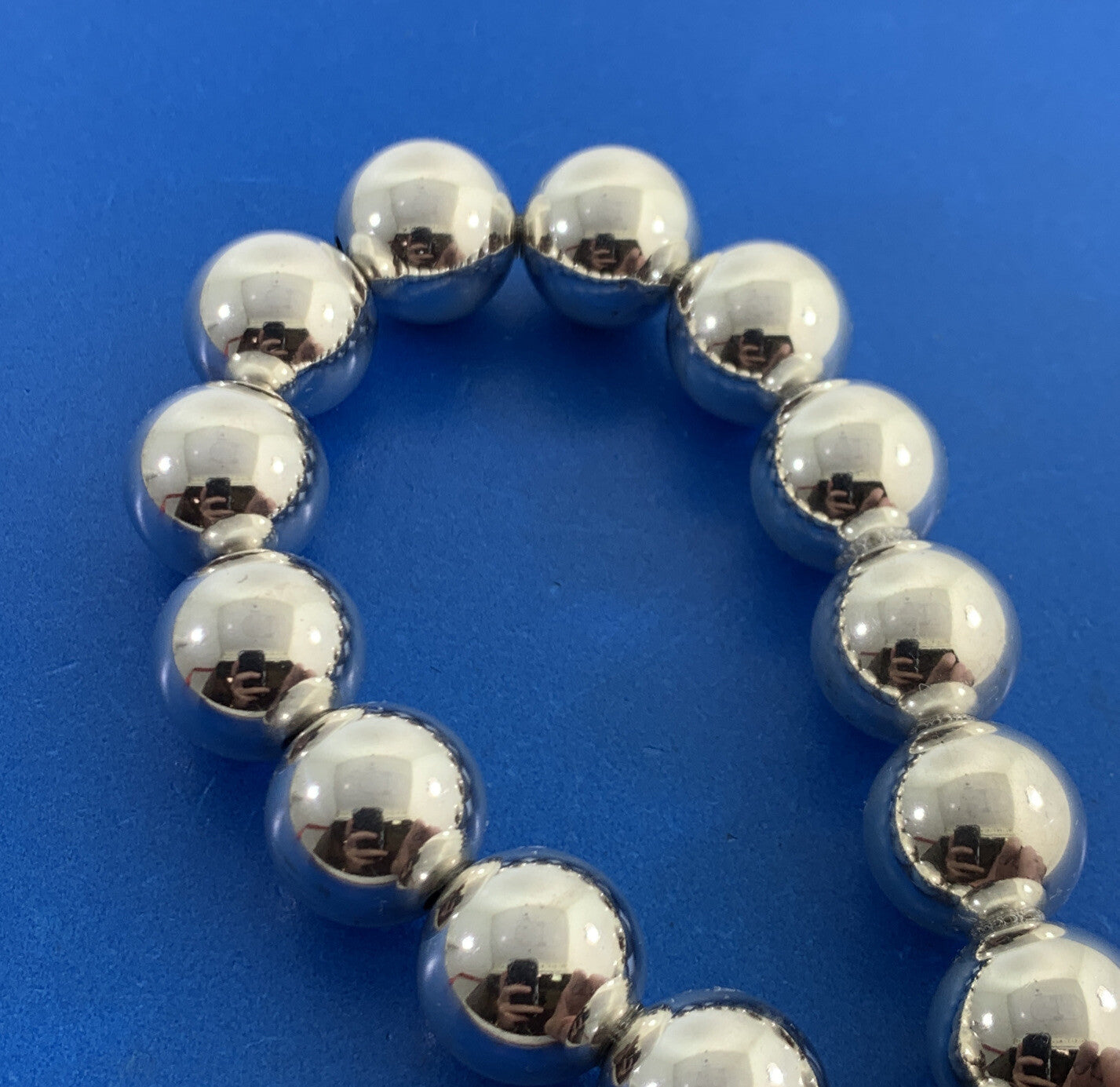 Vintage 925 Sterling Silver Chunky Beaded Statement Necklace