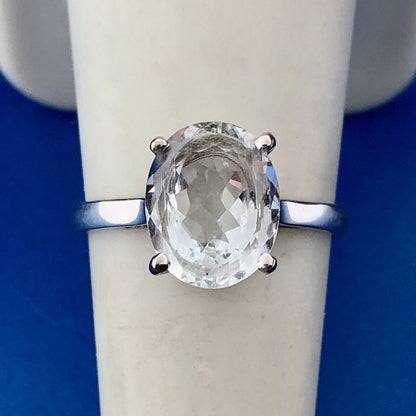 Stunning 14K White Gold Oval Cubic Zirconia CZ Solitaire Engagement Ring