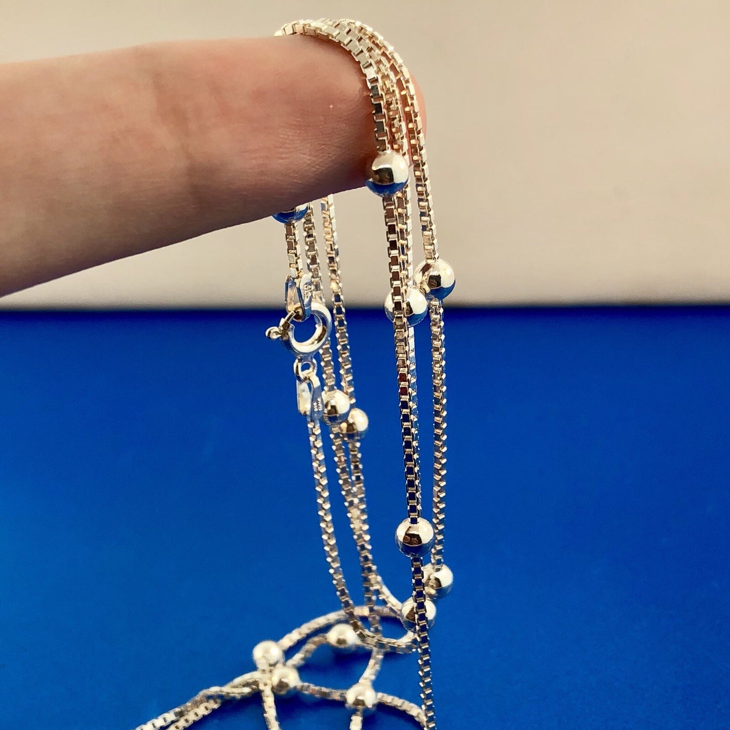 Designer Itaor Italy Sterling Silver 925 Bead Ball Station Venetian Box Necklace