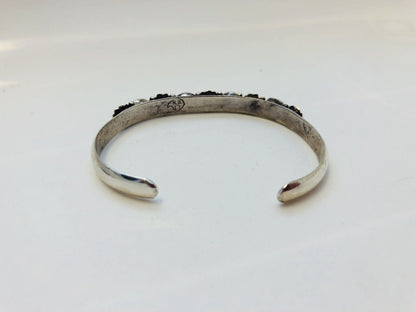 Navajo Running Bear R.B. Sterling Silver Pink Mother Of Pearl Flower Bracelet