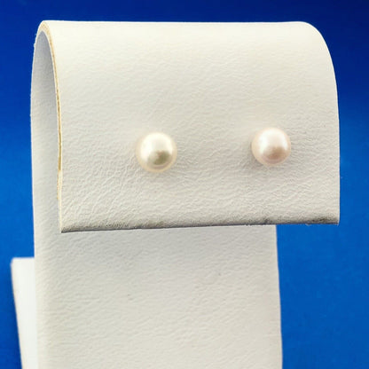 Estate 10K Yellow Gold Pearl Starter Stud Earrings