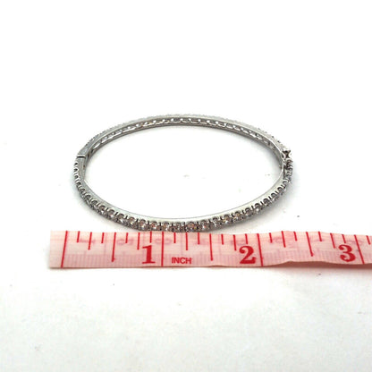 Designer 925 Sterling Silver Round Cubic Zirconia CZ Hinged Bangle Bracelet