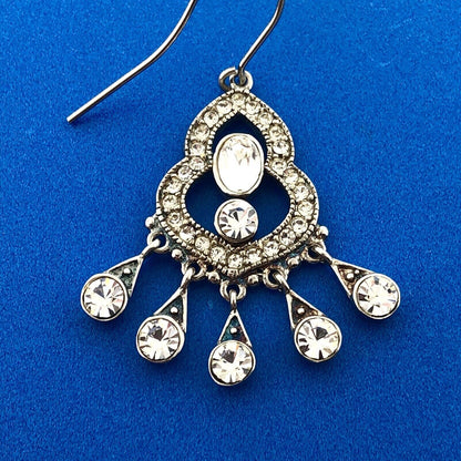 Sterling Silver 925 Cubic Zirconia CZ Statement Chandelier Dangle Earrings