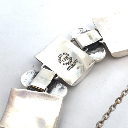 1960's Taxco TPN Mexico 925 Sterling Silver Shadowbox Panel Statement Bracelet