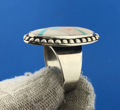 Carolyn Pollack Sterling Silver 925 Mother of Pearl Oval Abstract Ring Size 6