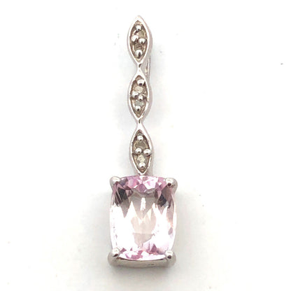 Designer TGGC 925 Sterling Silver Rectangle White Amethyst White Topaz Pendant