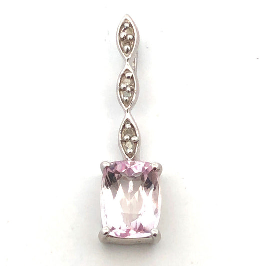 Designer TGGC 925 Sterling Silver Rectangle White Amethyst White Topaz Pendant