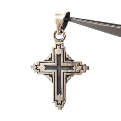 Vintage Taxco Mexico 925 Sterling Silver Textured Cross Pendant