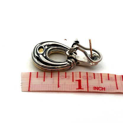 Designer Lagos Caviar 925 Sterling Silver 18K Gold Loop Dangle Stud Earrings