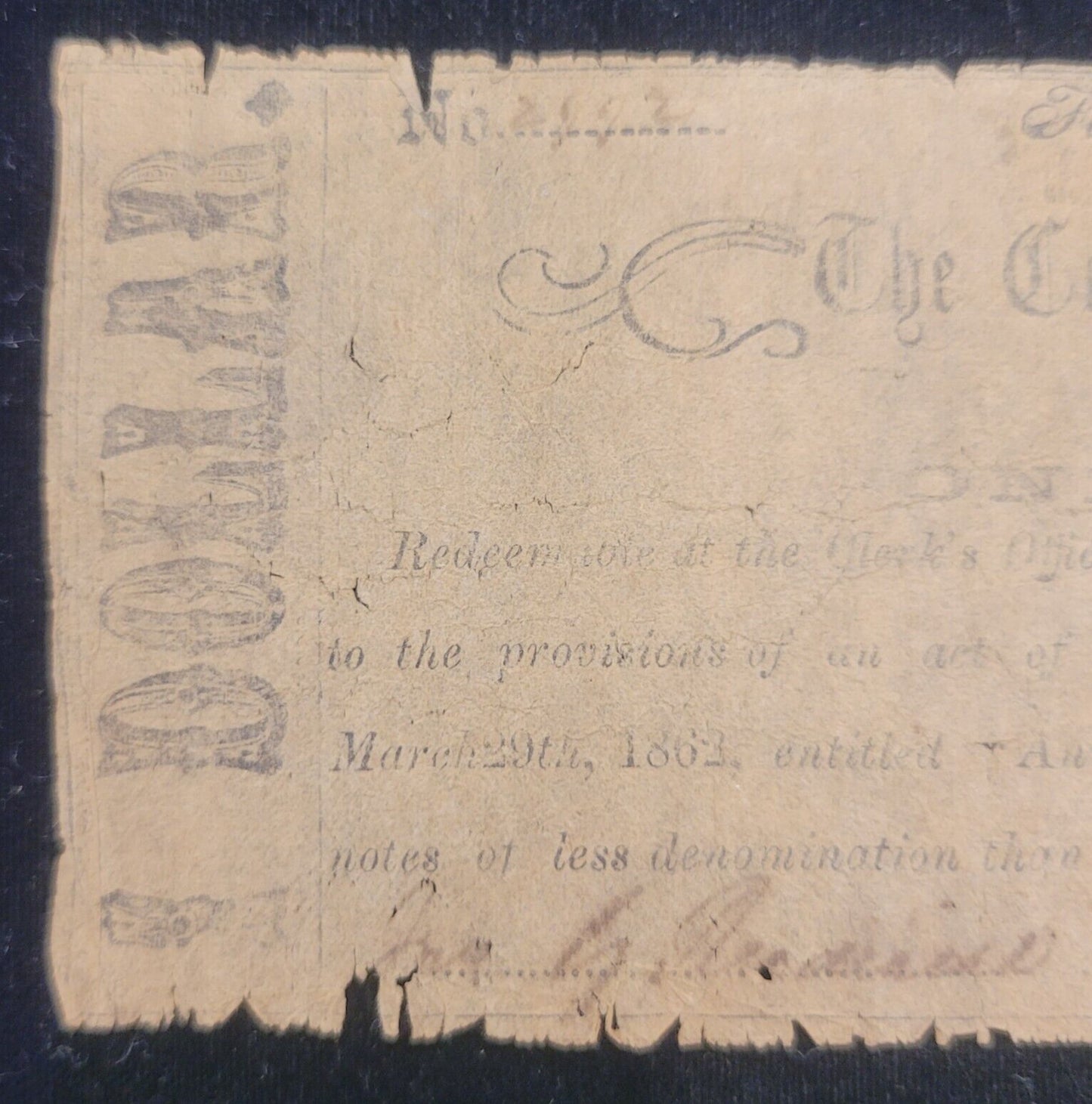 1862 $1 County of Botetourt, Fincastle, Virginia Obsolete Currency Bank Note