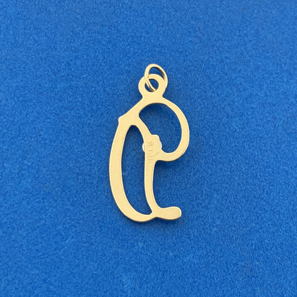 Designer 14K Yellow White Gold Diamond Script D Monogram Letter Charm Pendant