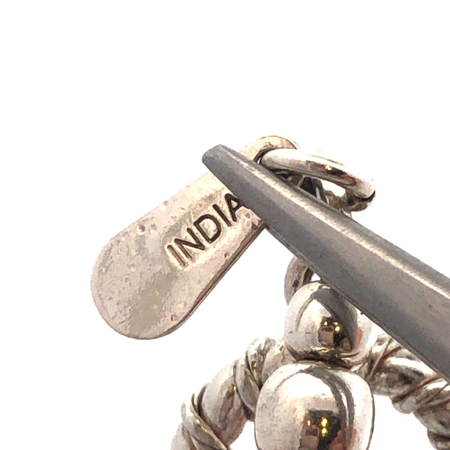 Designer 925 Sterling Silver Amethyst Beaded Textured Toggle Bracelet