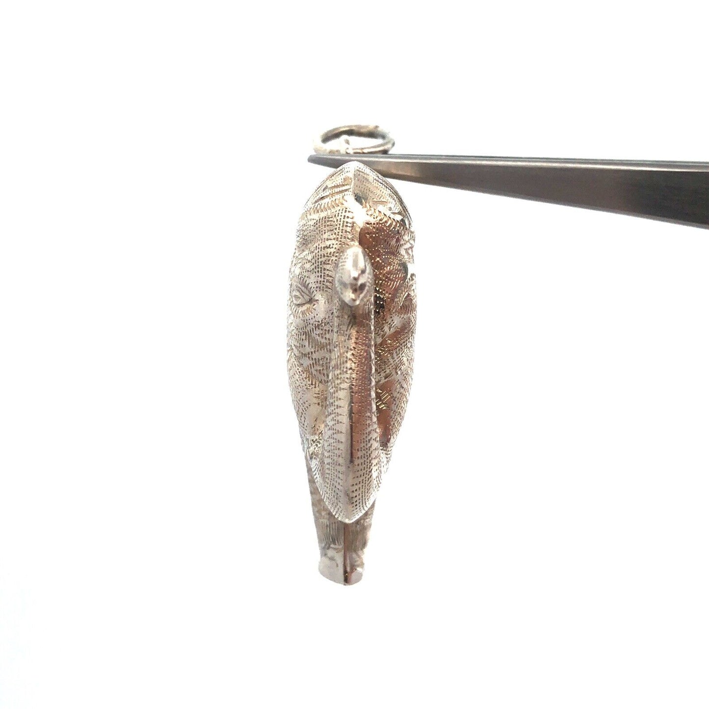 Vintage 925 Sterling Silver Textured Detailed Festival Temple Elephant Pendant