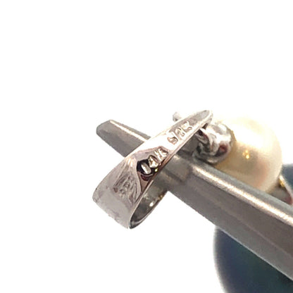 Designer 14K White Gold Black White Pearl Diamond Accented Drop Dangle Pendant