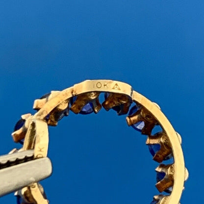 10K Yellow Gold Blue Sapphire September Anniversary Circle Slide Pendant