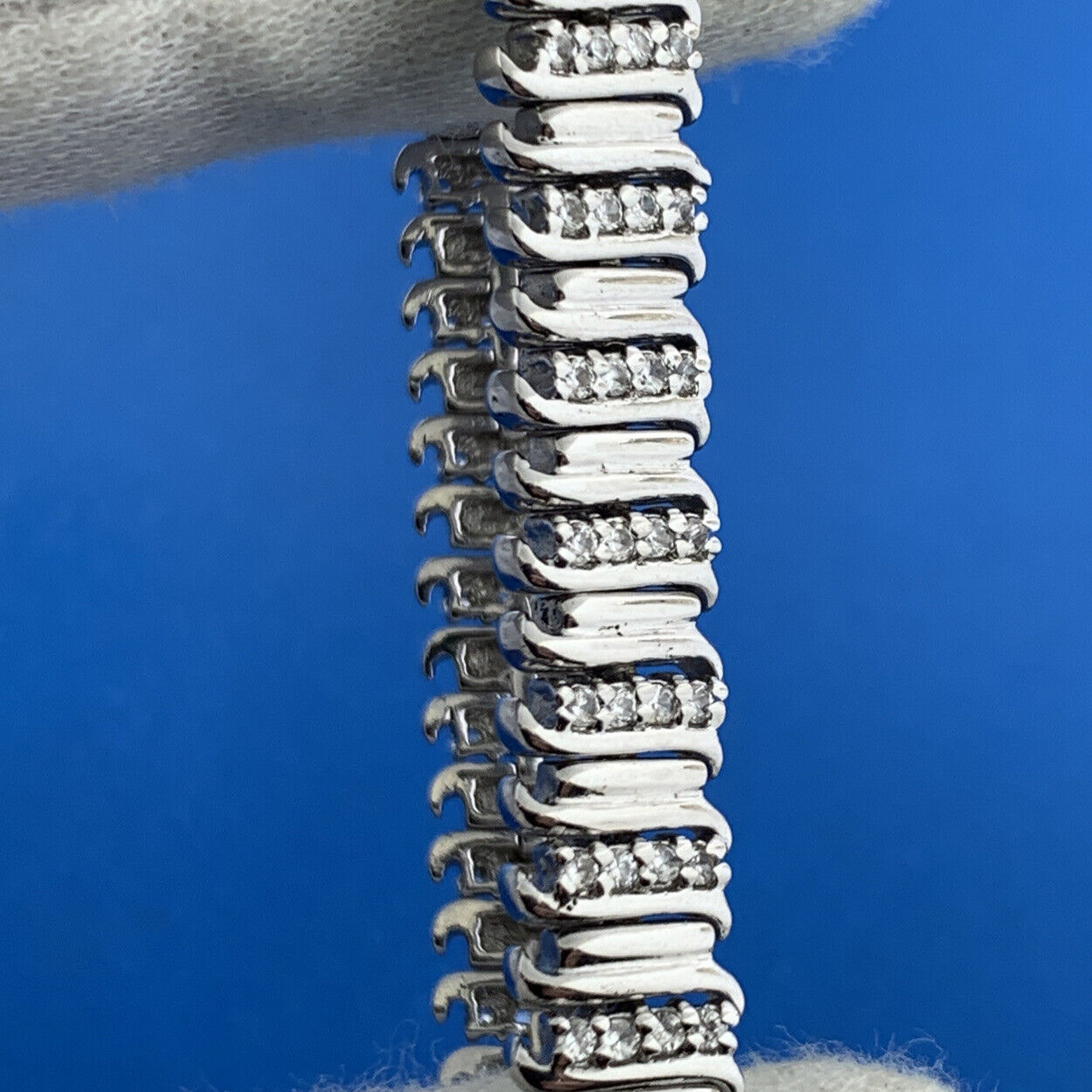 Designer 925 Sterling Silver Pave Diamond Statement Tennis Bracelet