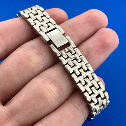 Elegant GRUEN Ladies Silver Tone Cubic Zirconia Bezel Bracelet Wrist Watch Works